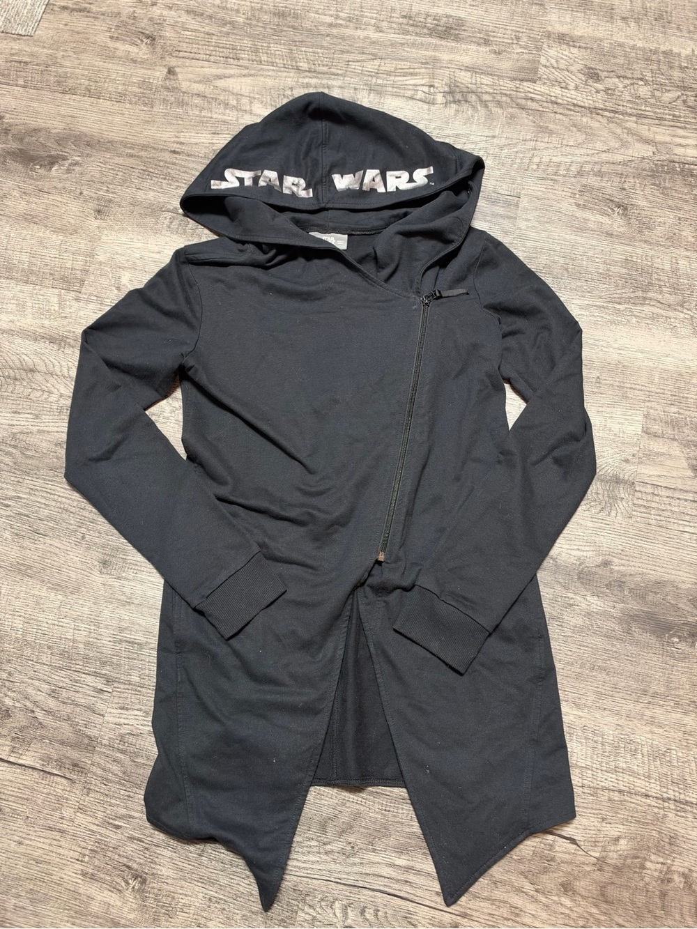 Star Wars Black Hooded Asymmetrical Zip Sweatshirt for Women